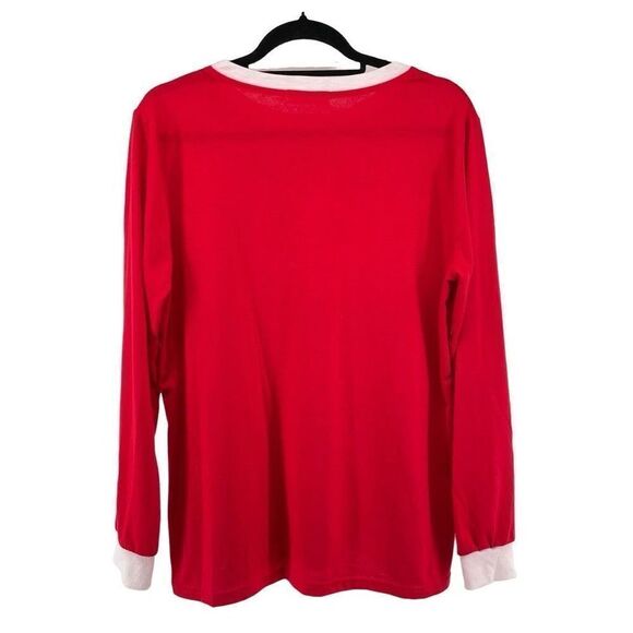 Dresswel Red Joy Hope Magic Believe Twinkle Christmas Long Sleeve Pajama Top L - Picture 10 of 11